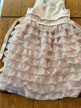 Bonnie Jean Light Pink Ruffle Lace Party Dress